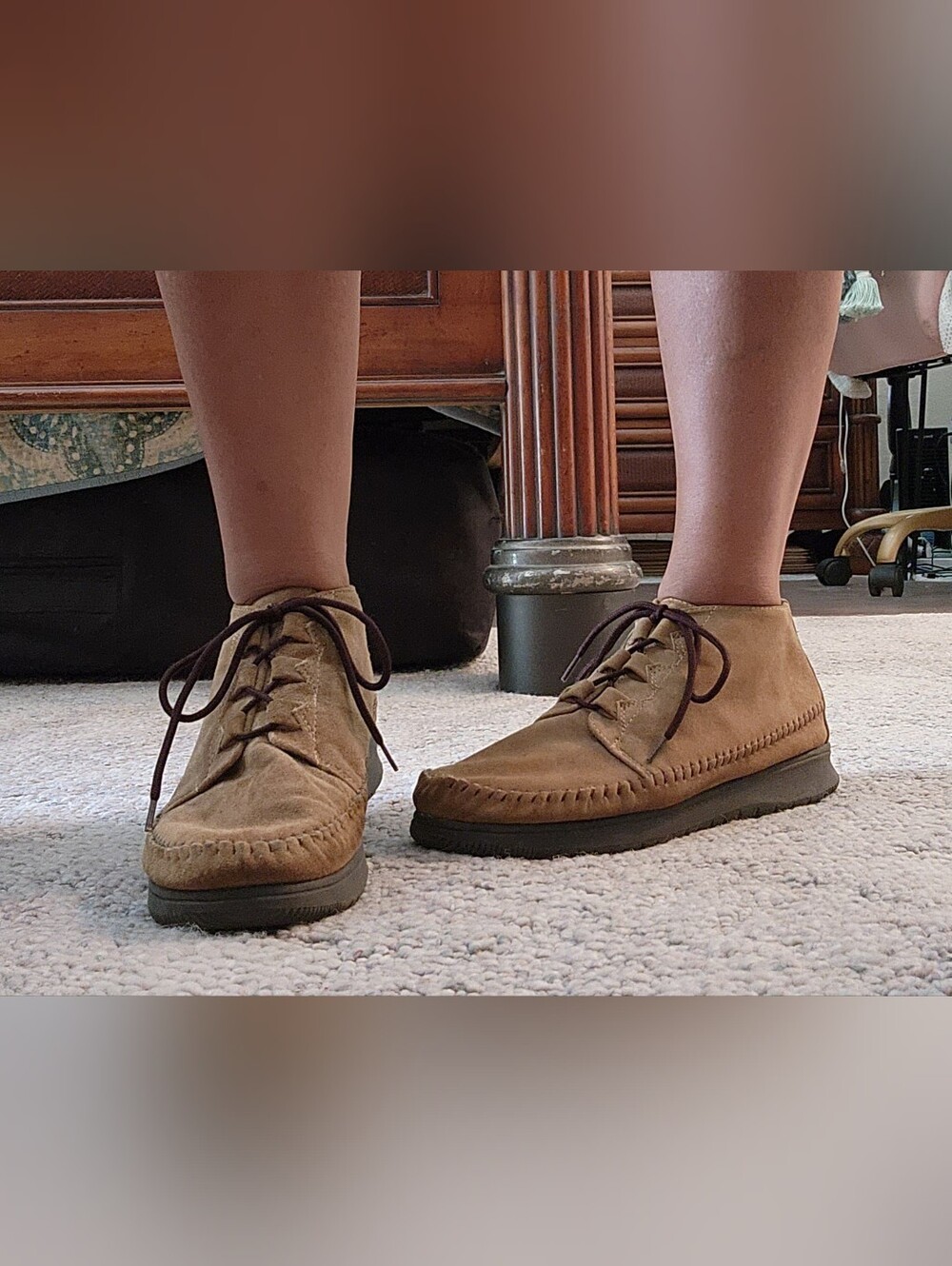 VTG Cheyenne Tan Suede Boho Chukka Ankle Bootie Moccasins - Picture 9 of 9